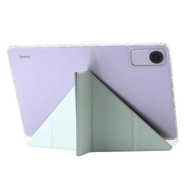Per Xiaomi Redmi Pad SE Case PU+Acrylic+TPU Stand Tablet Cover Auto Wake / Sleep Shockproof Case - Matcha Green