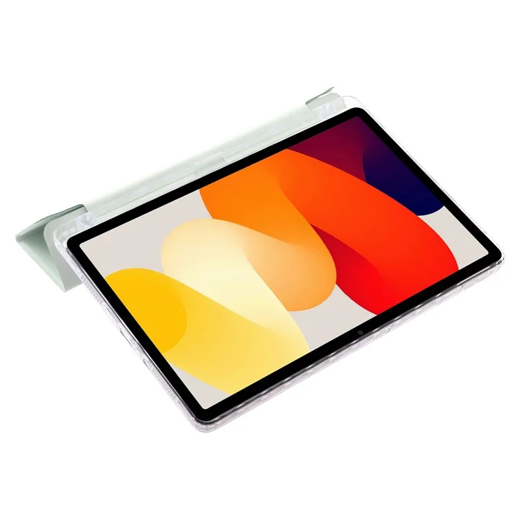 Per Xiaomi Redmi Pad SE Case PU+Acrylic+TPU Stand Tablet Cover Auto Wake / Sleep Shockproof Case - Matcha Green