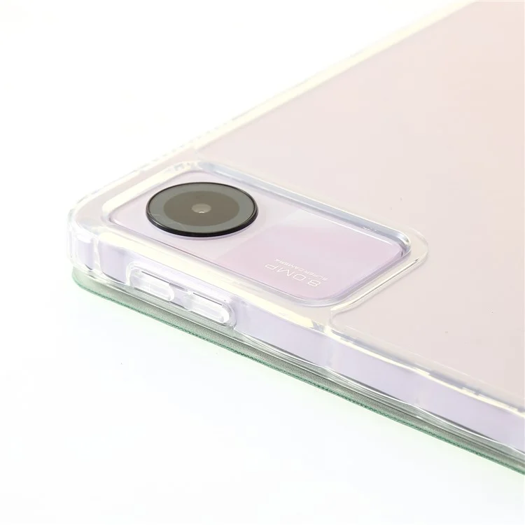 Per Xiaomi Redmi Pad SE Case PU+Acrylic+TPU Stand Tablet Cover Auto Wake / Sleep Shockproof Case - Matcha Green