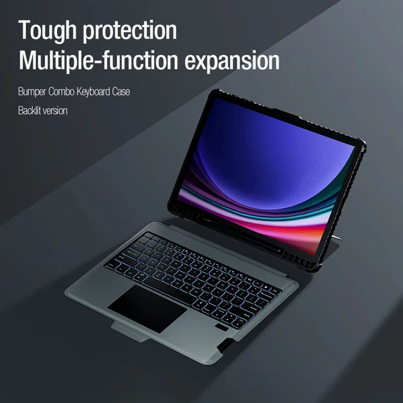 NILLKIN For Samsung Galaxy Tab S9+ Protective Cover with Detachable Backlit Bluetooth-compatible Keyboard