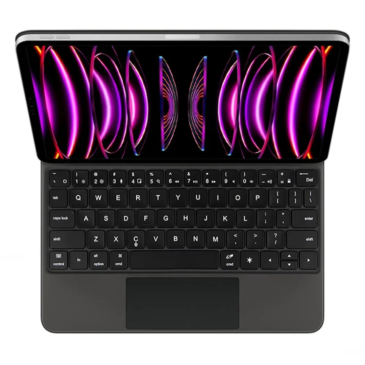 For iPad Pro 11 (2020) / (2021) / (2022) / (2018) / Air (2022) / (2020) Magnetic Floating Bluetooth-compatible Keyboard + Leather Tablet Case - Black