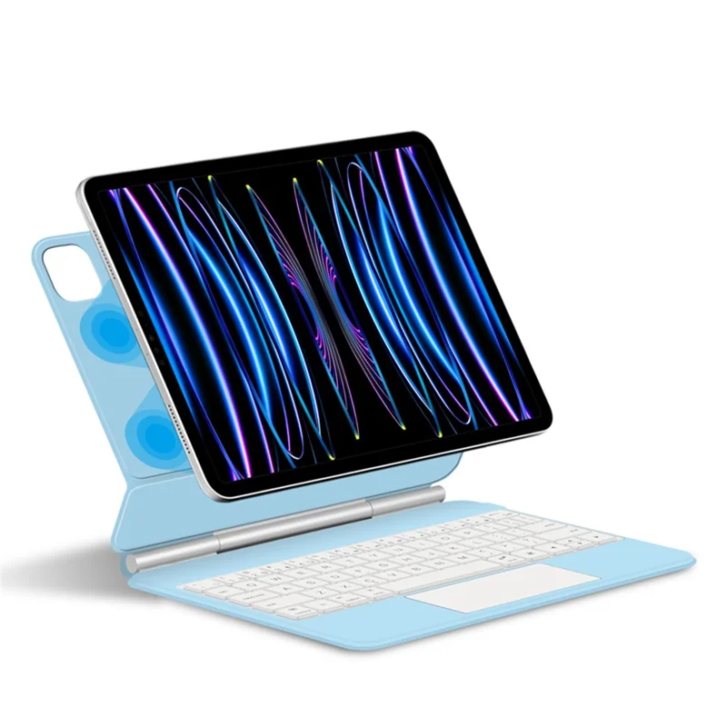 For iPad Pro 11 (2020) / (2021) / (2022) / (2018) / Air (2022) / (2020) Magnetic Floating Bluetooth-compatible Keyboard + Leather Tablet Case - Blue