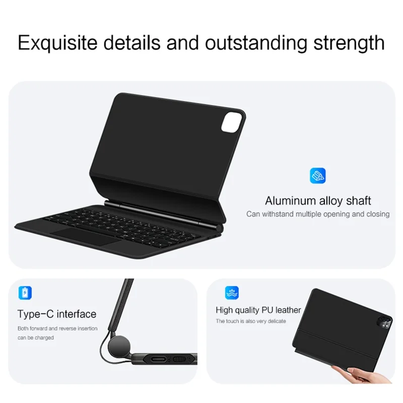For iPad Pro 11 (2020) / (2021) / (2022) / (2018) / Air (2022) / (2020) Magnetic Floating Bluetooth-compatible Keyboard + Leather Tablet Case - Blue
