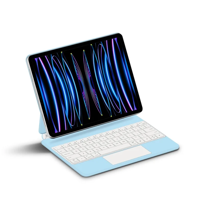 For iPad Pro 11 (2020) / (2021) / (2022) / (2018) / Air (2022) / (2020) Magnetic Floating Bluetooth-compatible Keyboard + Leather Tablet Case - Blue