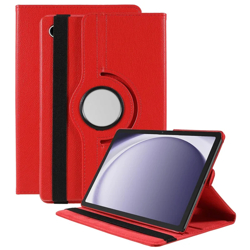For Samsung Galaxy Tab A9+ Case Tablet Leather Cover with Rotating Stand - Red