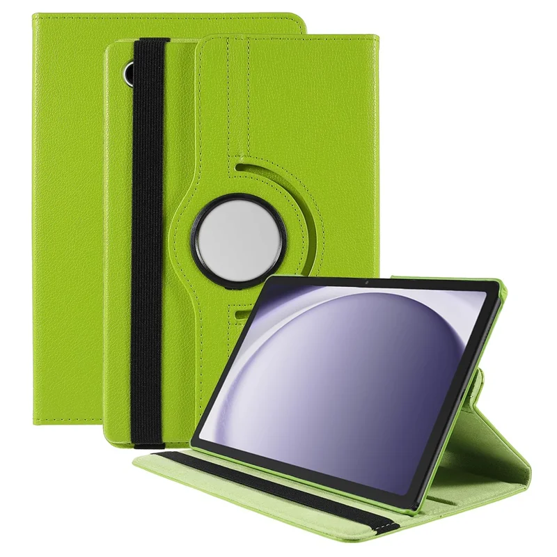 For Samsung Galaxy Tab A9+ Case Tablet Leather Cover with Rotating Stand - Green