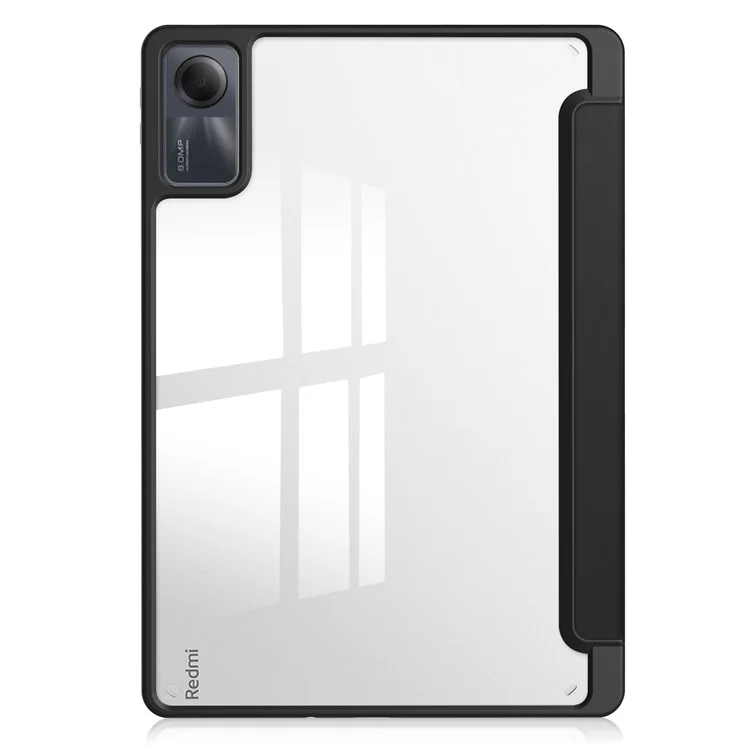 Чехол для планшета Xiaomi Redmi Pad SE, противоударный, из искусственной кожи + ТПУ + акрил, с подставкой и слотом для ручки - черного цвета