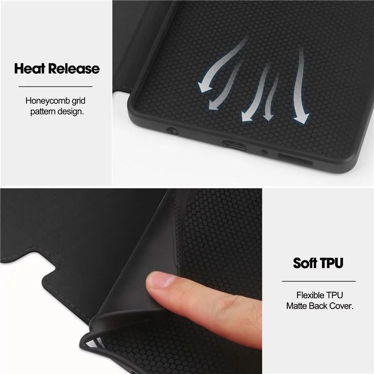 Funda para Samsung Galaxy Tab A9 Caso de cuero PU Cartera de pie Despertar automático / Dormir Cubierta de la tableta - Negro