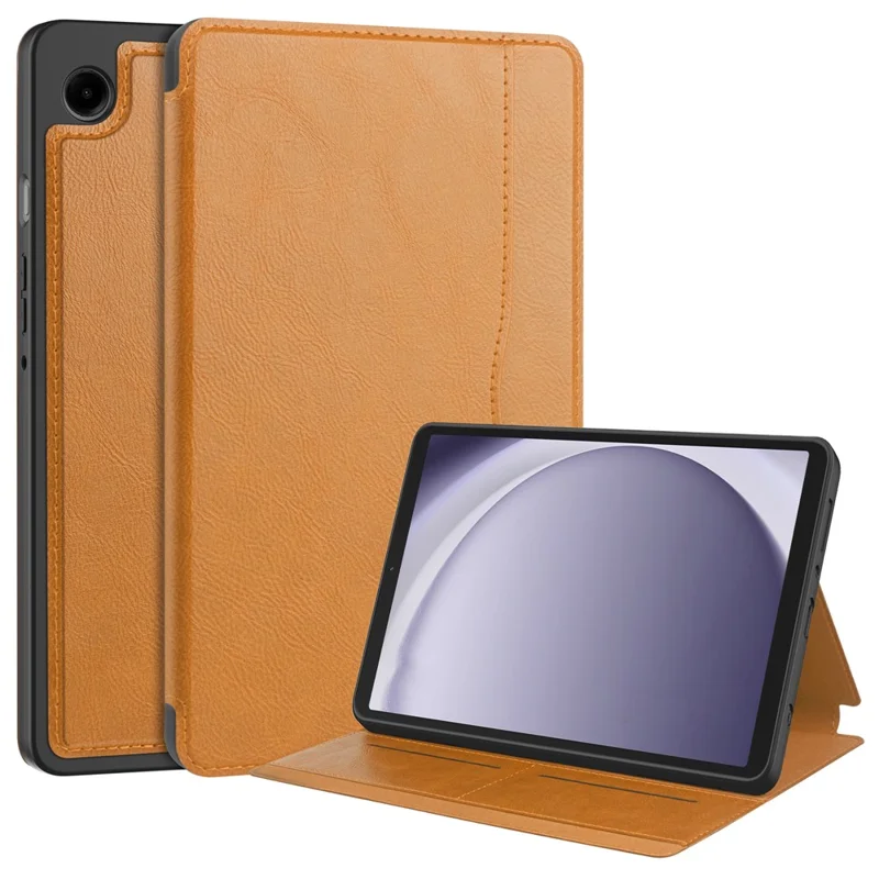 For Samsung Galaxy Tab A9 Case PU Leather Wallet Stand Auto Wake  /  Sleep Tablet Cover - Brown