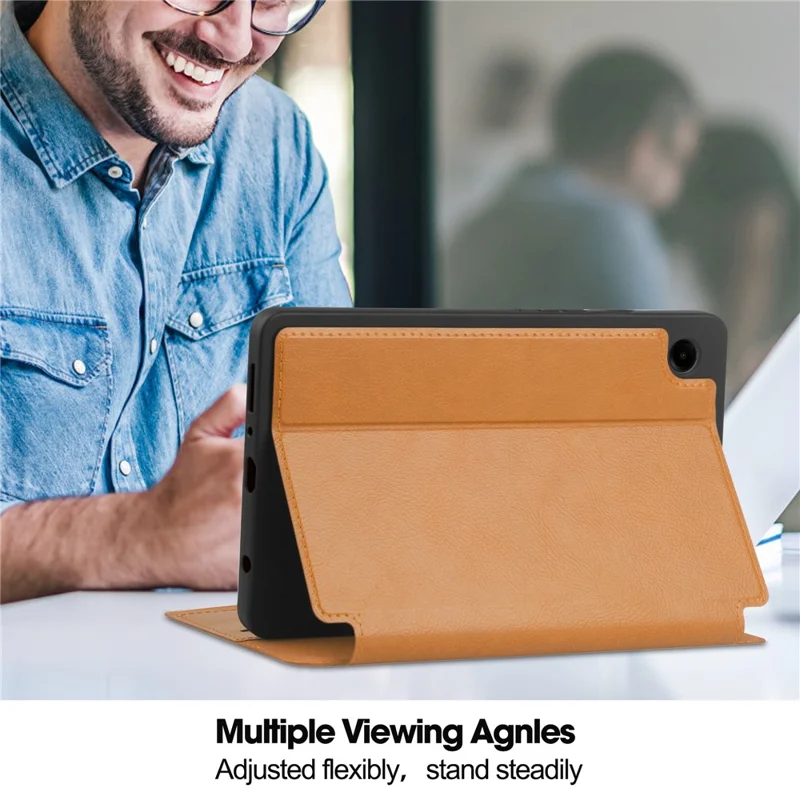 For Samsung Galaxy Tab A9 Case PU Leather Wallet Stand Auto Wake  /  Sleep Tablet Cover - Brown