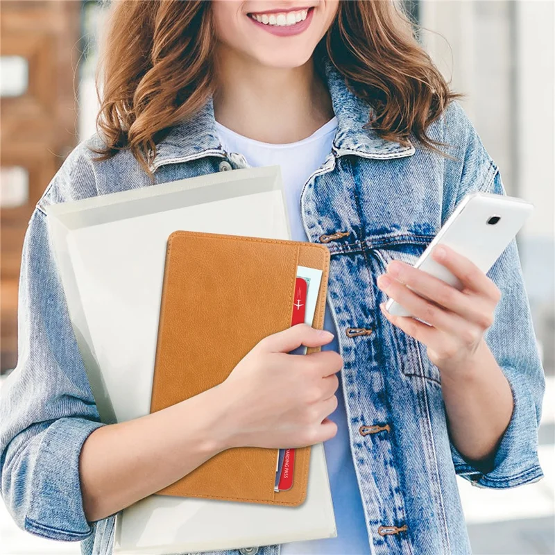 For Samsung Galaxy Tab A9 Case PU Leather Wallet Stand Auto Wake  /  Sleep Tablet Cover - Brown