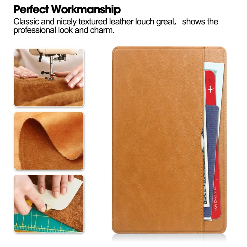 For Samsung Galaxy Tab A9 Case PU Leather Wallet Stand Auto Wake  /  Sleep Tablet Cover - Brown