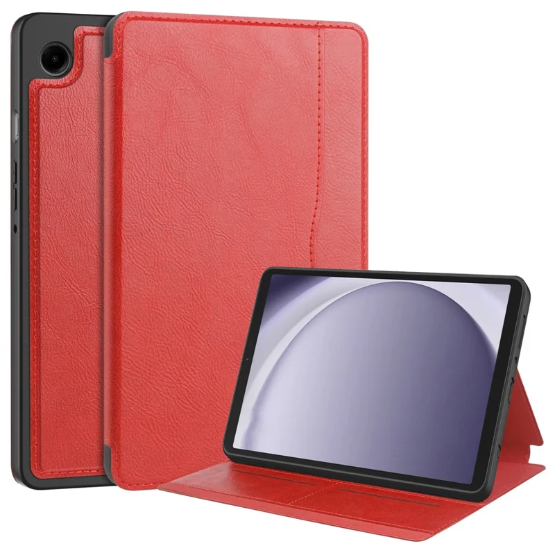 Per Samsung Galaxy Tab A9 Case PU Pelle Portafoglio in Piedi Autosvegli / Sonno Copertura Tablet - Rosso