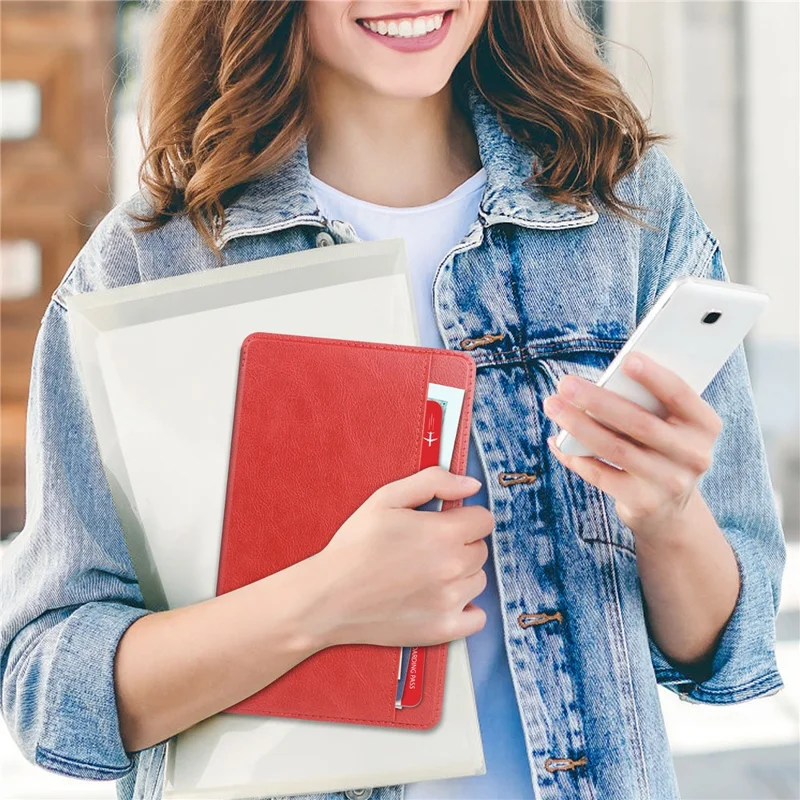Per Samsung Galaxy Tab A9 Case PU Pelle Portafoglio in Piedi Autosvegli / Sonno Copertura Tablet - Rosso