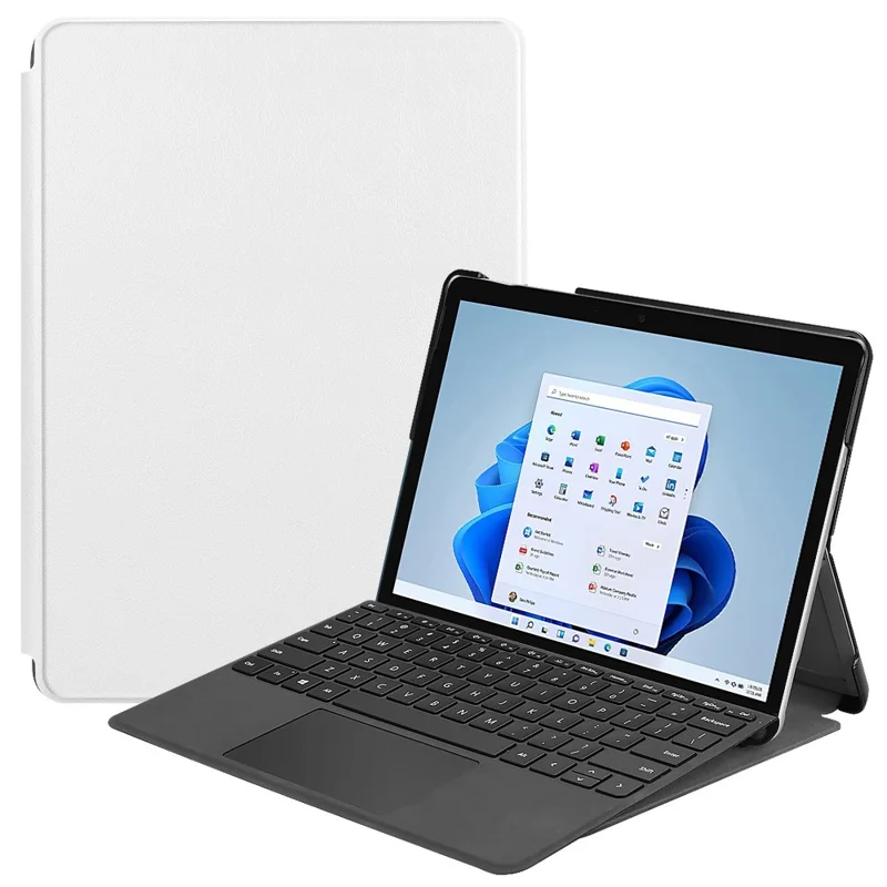 Para Microsoft Surface Go 4 Case Foldable PU Leather Stand Full Protection Cover - Branco