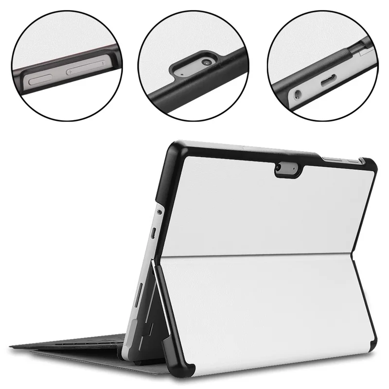 Para Microsoft Surface Go 4 Case Foldable PU Leather Stand Full Protection Cover - Branco