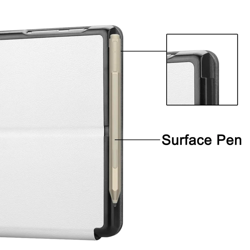 Para Microsoft Surface Go 4 Case Foldable PU Leather Stand Full Protection Cover - Branco