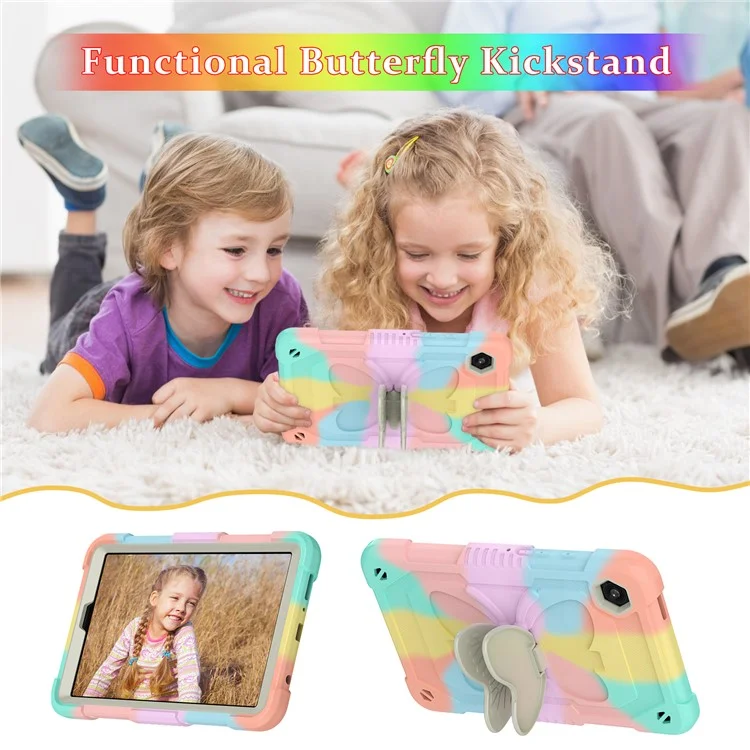 Funda para tablet Samsung Galaxy Tab A9, de silicona y PC, con protección antiarañazos y soporte plegable, con correa para el hombro