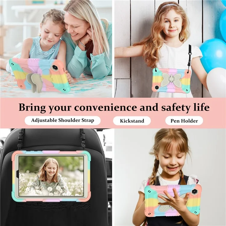 Funda para tablet Samsung Galaxy Tab A9, de silicona y PC, con protección antiarañazos y soporte plegable, con correa para el hombro