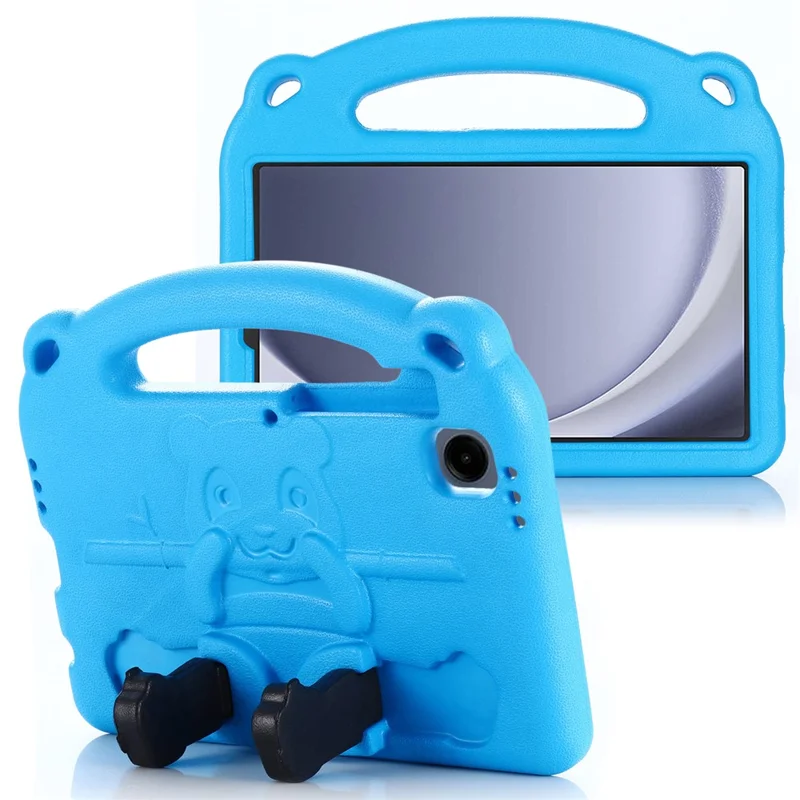 For Samsung Galaxy Tab A9 Case Cartoon Panda Kickstand Tablet EVA Cover - Black
