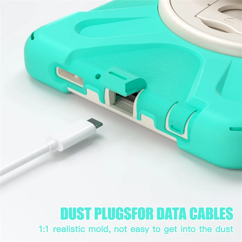 Per Samsung Galaxy Tab A9 Custodia Rotante Supporto PC+Silicone Cinturino per Mano Custodia Tablet - Verde Menta