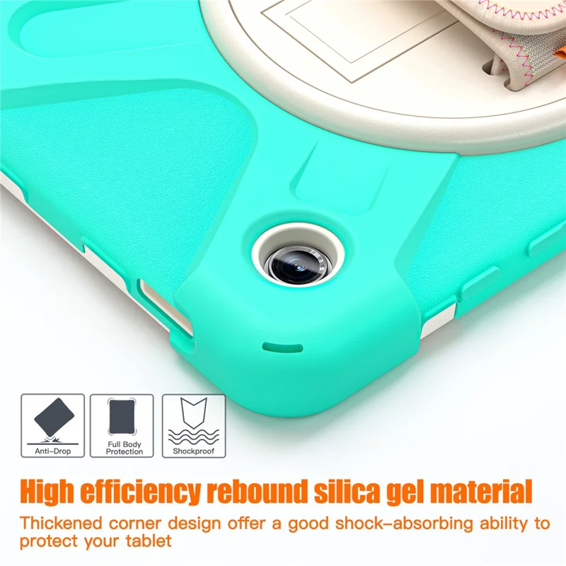 Per Samsung Galaxy Tab A9 Custodia Rotante Supporto PC+Silicone Cinturino per Mano Custodia Tablet - Verde Menta