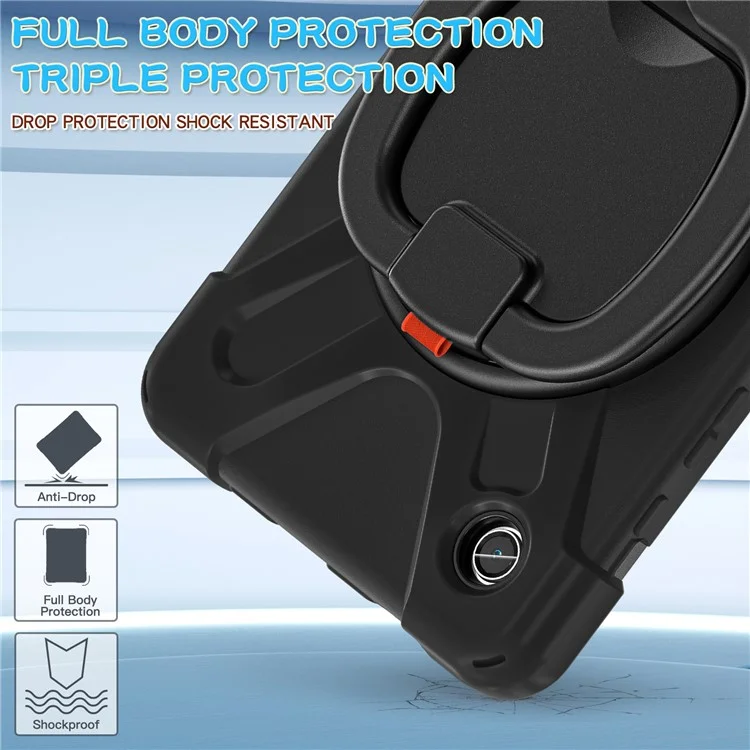 Pour Samsung Galaxy Tab A9 Étui PC+Silicone Poignée de Maintien Rotatif Support de Tablette de Couverture - Noir+Noir