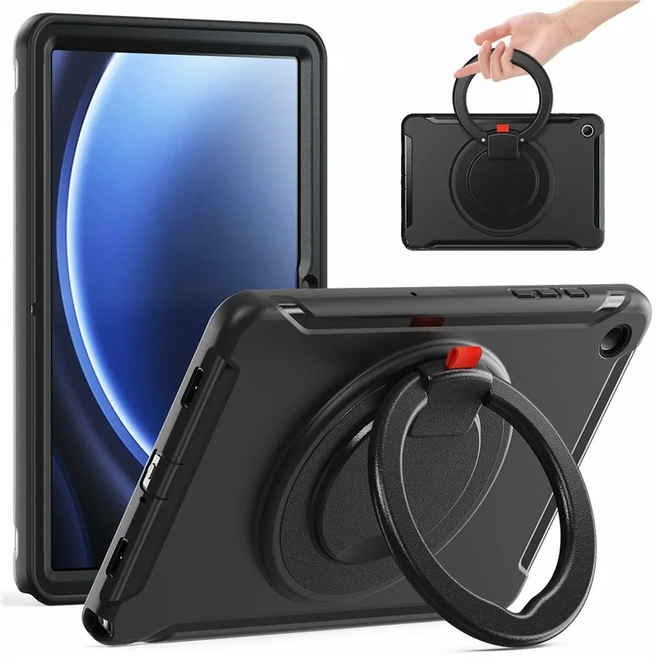 Für Samsung Galaxy Tab A9+ Case Rotary Kickstand PC + TPU Tablet Cover - Schwarz