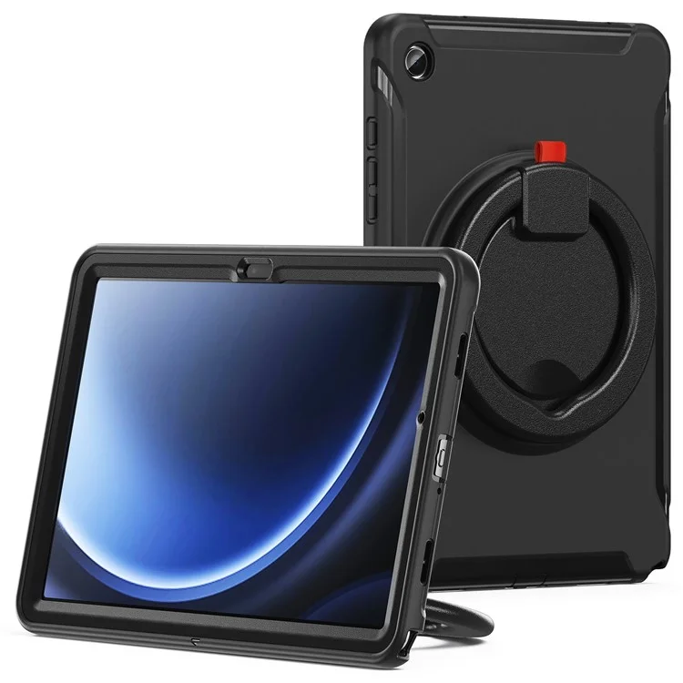 Für Samsung Galaxy Tab A9+ Case Rotary Kickstand PC + TPU Tablet Cover - Schwarz