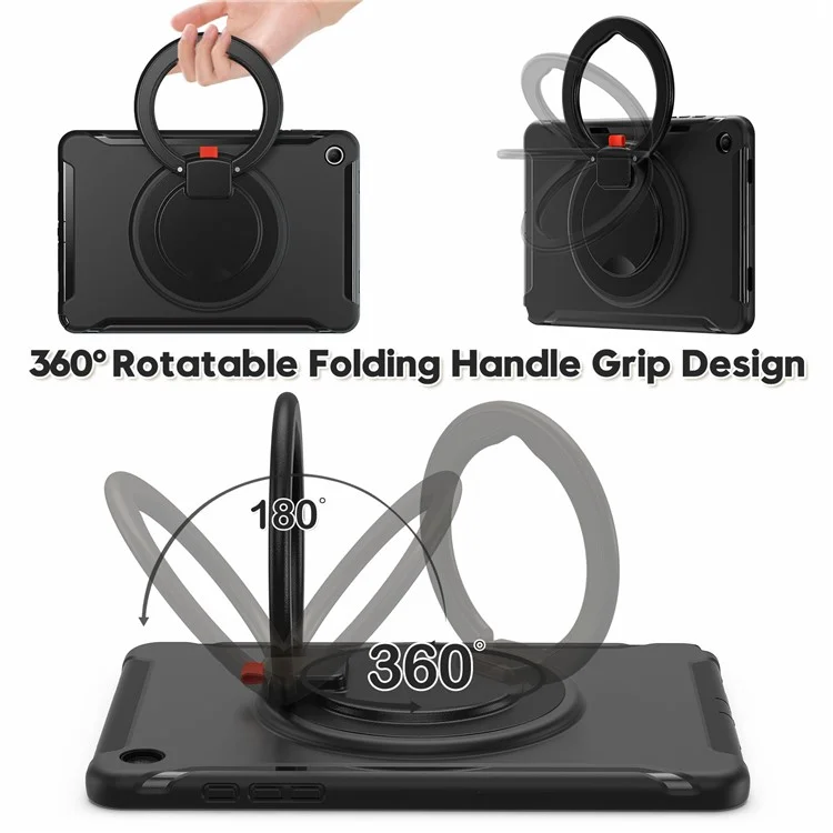 Für Samsung Galaxy Tab A9+ Case Rotary Kickstand PC + TPU Tablet Cover - Schwarz