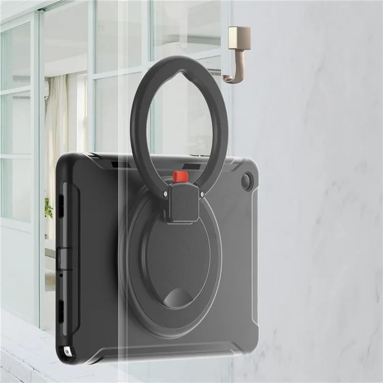 Für Samsung Galaxy Tab A9+ Case Rotary Kickstand PC + TPU Tablet Cover - Schwarz