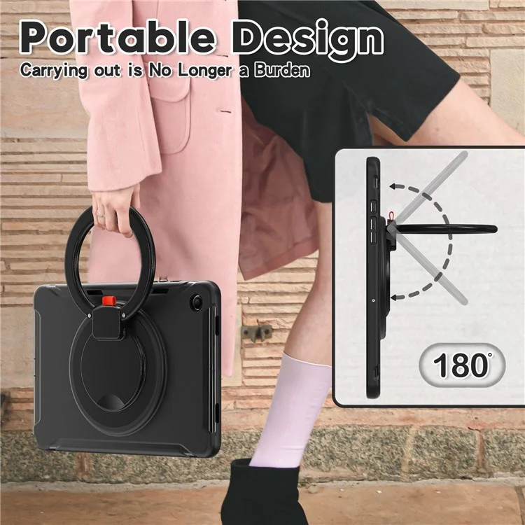 Für Samsung Galaxy Tab A9+ Case Rotary Kickstand PC + TPU Tablet Cover - Schwarz