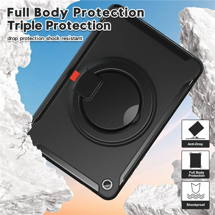 Für Samsung Galaxy Tab A9+ Case Rotary Kickstand PC + TPU Tablet Cover - Schwarz