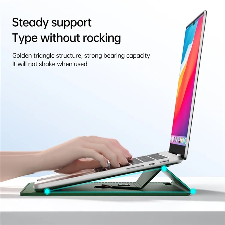 Capa para Laptop de 15 Polegadas com Suporte e Bolsa de Armazenamento em Couro PU Slim Envelope - Cinza