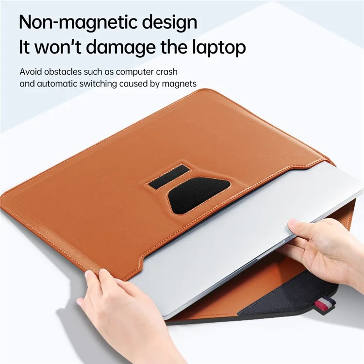 13-14 Inch Padded Laptop Bag Stand PU Leather Envelope Laptop Case Carrying Sleeve Bag - Blackish Green