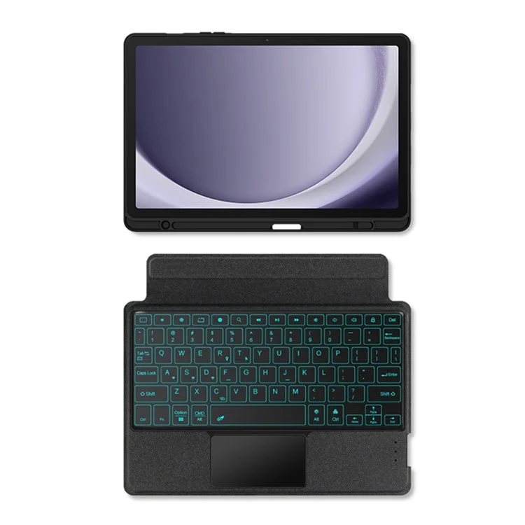 For Samsung Galaxy Tab A9+ Leather Case + Bluetooth-compatible Keyboard with Backlight Trackpad