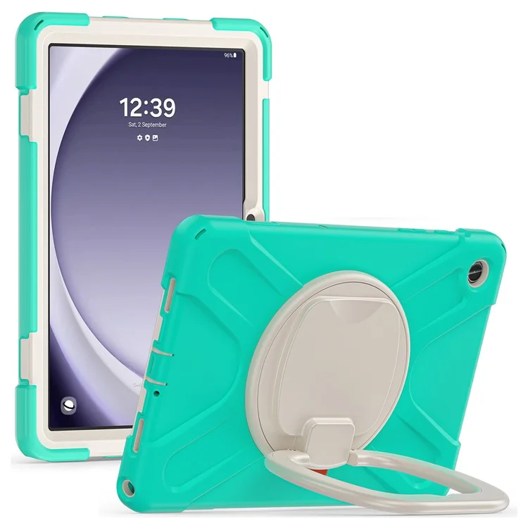 Чехол для Samsung Galaxy Tab A9+ PC+Silicone Tablet Cover с вращающейся подставкой - мятно-зелёный
