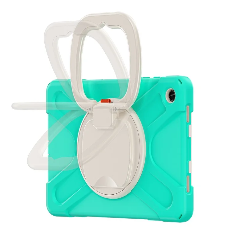 Чехол для Samsung Galaxy Tab A9+ PC+Silicone Tablet Cover с вращающейся подставкой - мятно-зелёный