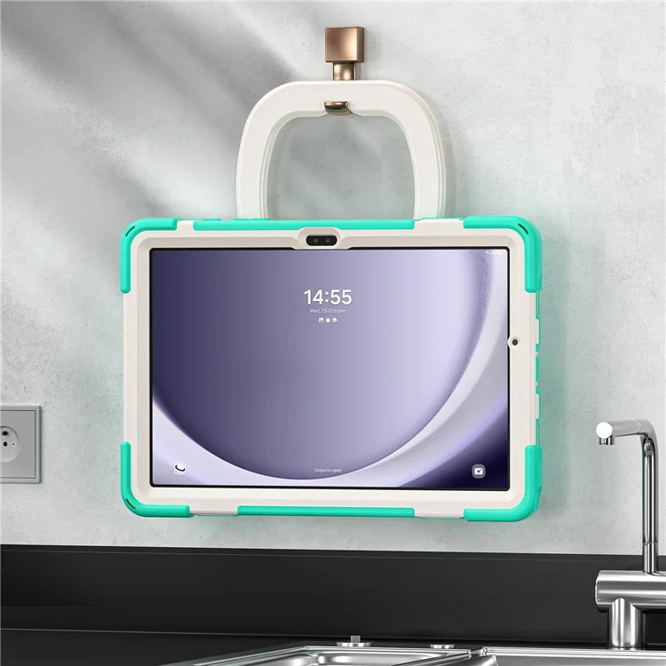 Чехол для Samsung Galaxy Tab A9+ PC+Silicone Tablet Cover с вращающейся подставкой - мятно-зелёный