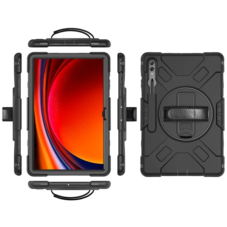 For Samsung Galaxy Tab S9 Ultra Case Kickstand Shockproof Tablet Cover with Shoulder Strap