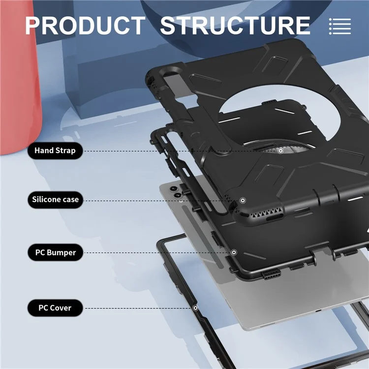 For Samsung Galaxy Tab S9 Ultra Case Kickstand Shockproof Tablet Cover with Shoulder Strap