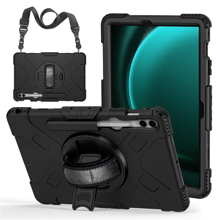Pour Samsung Galaxy Tab S9+ / S9 FE+ Étui Coque PC + Silicone Tablette Support Avec Sangle