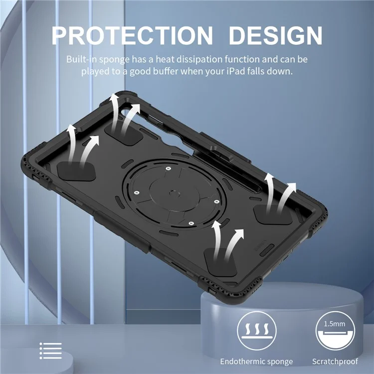 Pour Samsung Galaxy Tab S9+ / S9 FE+ Étui Coque PC + Silicone Tablette Support Avec Sangle