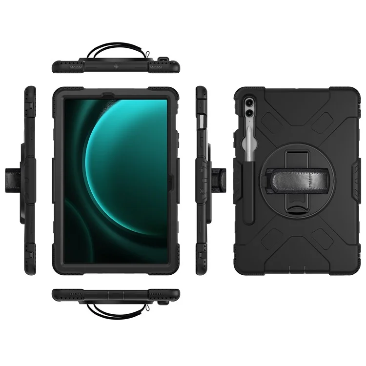 Pour Samsung Galaxy Tab S9+ / S9 FE+ Étui Coque PC + Silicone Tablette Support Avec Sangle