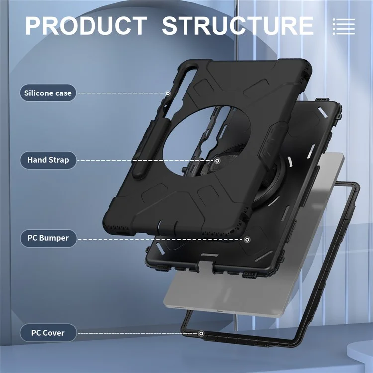 Pour Samsung Galaxy Tab S9+ / S9 FE+ Étui Coque PC + Silicone Tablette Support Avec Sangle