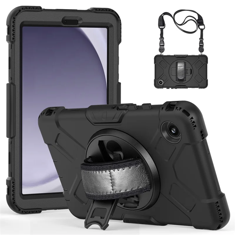Para Samsung Galaxy Tab A9 Case Hand Strap Kickstand Anti-drop Tablet Cover with Shoulder Strap
