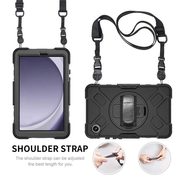 Para Samsung Galaxy Tab A9 Case Hand Strap Kickstand Anti-drop Tablet Cover with Shoulder Strap