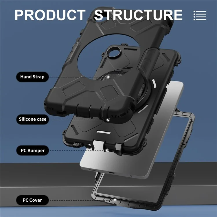 Para Samsung Galaxy Tab A9 Case Hand Strap Kickstand Anti-drop Tablet Cover with Shoulder Strap