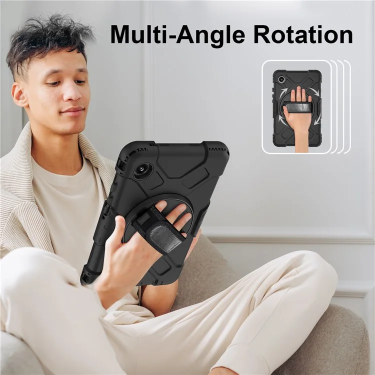 Para Samsung Galaxy Tab A9 Case Hand Strap Kickstand Anti-drop Tablet Cover with Shoulder Strap