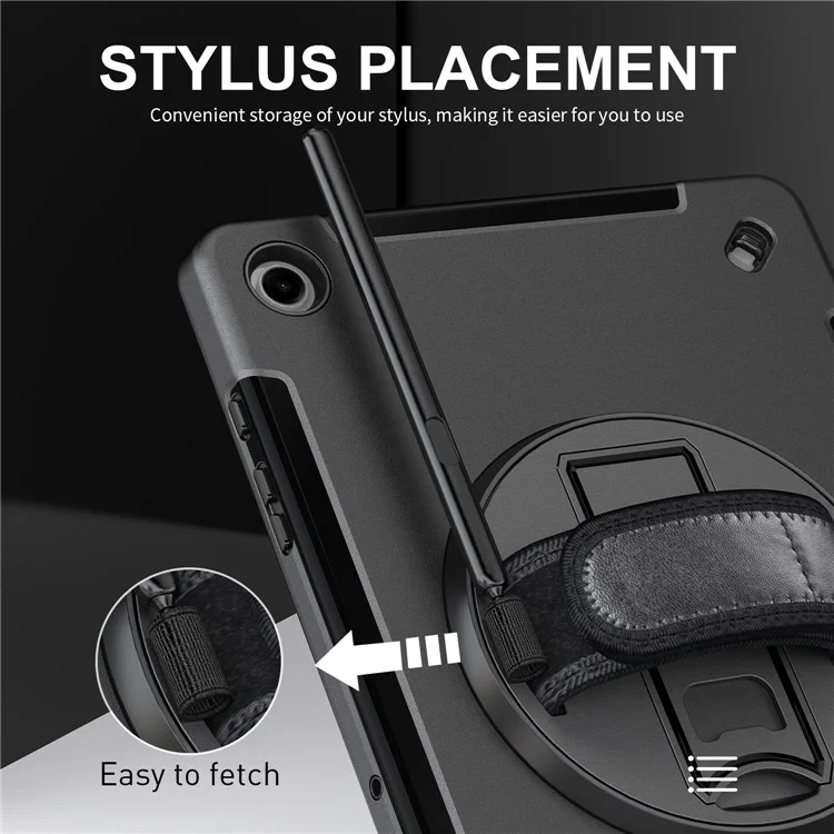 For Samsung Galaxy Tab A9+ Case Kickstand Pen Holder Loop Tablet Cover with Shoulder Strap